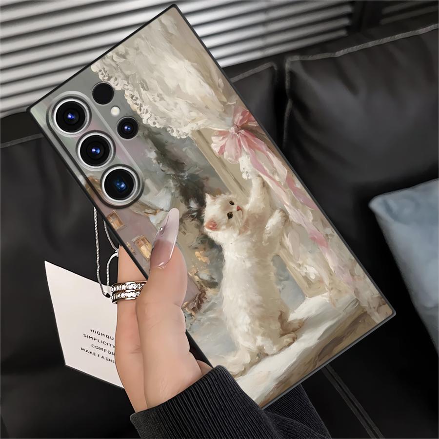 Handyhülle Case für Samsung Galaxy S26 Ultra S23 S24 S10 S9 S21 FE Note 20 8 9 10 S20 Ultra S25 Plus Cartoon Süße Katze