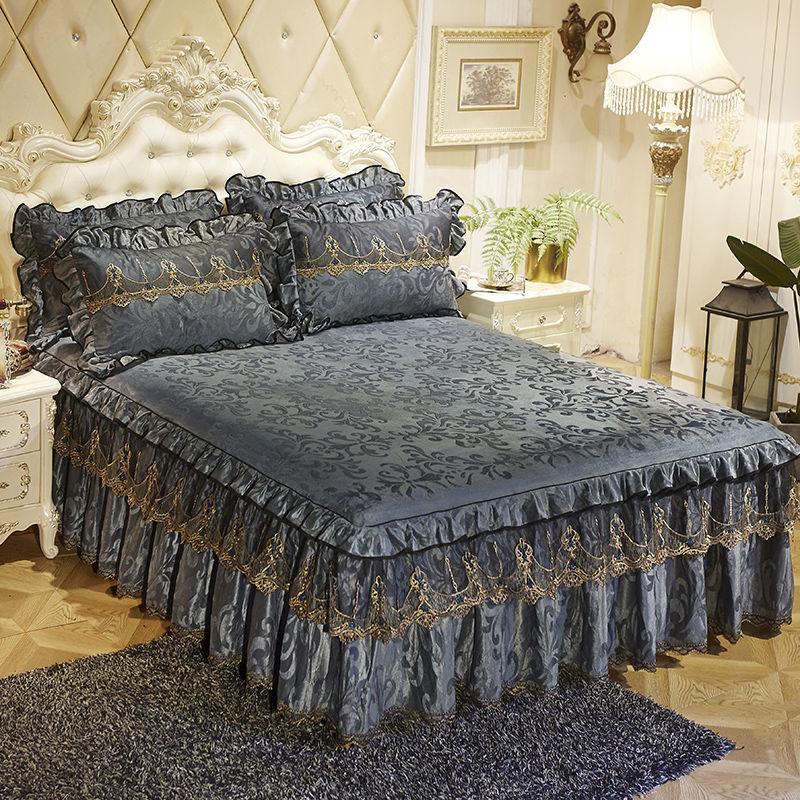 3 Pcs Bedding Set Luxurious Bedding Cover Set Warm Bedspread On The Bed Heightened Bed Skirt for Queen/King Size with Pillowcase