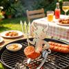 Kompakter Wurstbratständer Hot Dog Halter, Lustige Teufelsform, Tragbarer Metallhalter aus Edelstahl, Grillrost für Outdoor Camping
