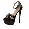 One-word High Heels Summer New Versatile Show 16 Cm Stiletto Black Sandals