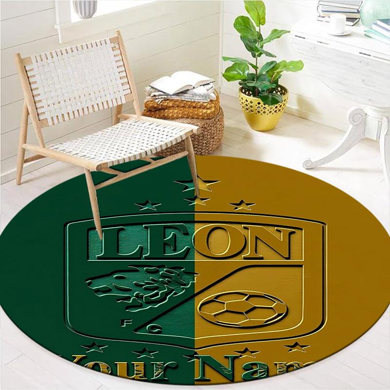 Leon Fc Crest Custom Name Round Area Rug Carpet Rug For Living Room Bedroom Sofa Playroom Decor Nonslip Floor Mat