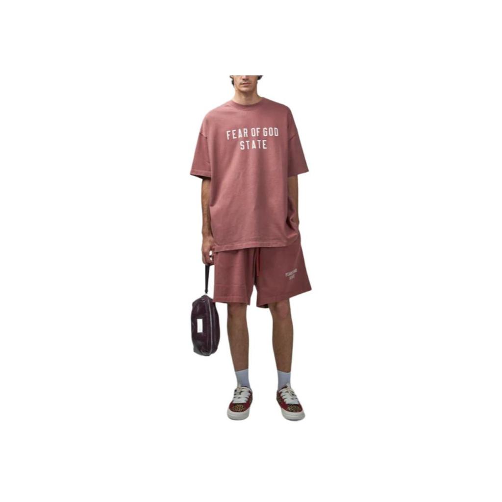 Fear of God Essentials Heavy Crewneck Tee Crimson Men Tops Red 125BT242006F