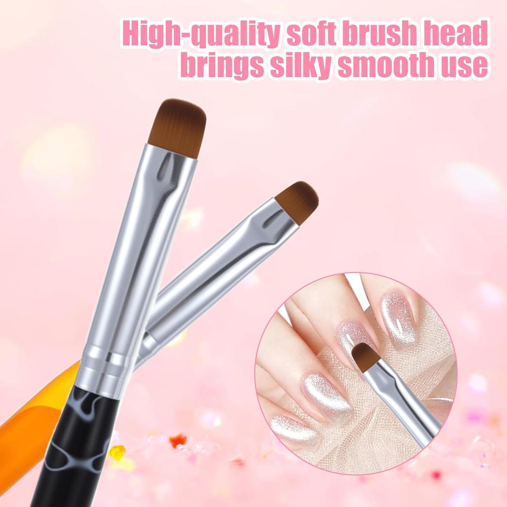 4 Pcs French Brush for Nails with Dotting Tool, Gel Acrylic Brush for Nail Detailed Designs, Two Way DIY Gel Nail Brushes Professional Manicure