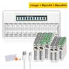 PALO 4-40 ks dobíjecích AA+AAA 1,5V Li-ion baterií 3500+1300 mWh HR6 HR03 baterie s 12 sloty LCD USB 1,5V Li-ion nabíječka baterií