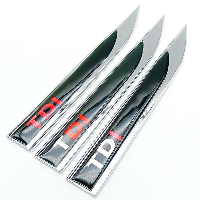 AABGJ1 2Pcs 3D Blade Metal Logo TDI Emblem Car Fender Badge Decal For Volkswagen VW Polo Golf 6 7 Passat B6 T5 TDI Sticker Accessories