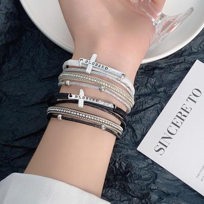 Hot Sale Bohemian Cross Bracelet Handwoven Bracelet Light Luxury Diamond Magnetic Bracelet Versatile Jewelry