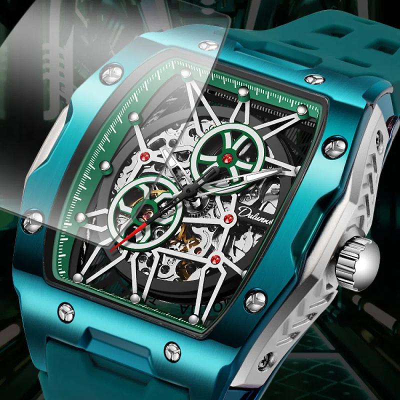 Mens Skeleton Mechanical Automatic Watch Top Brand Luxury Luminous Waterproof Men Watch Gift