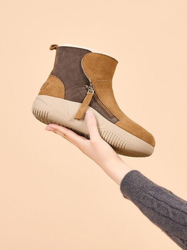 Winter Round Toe Platform Booties Fleece-lined Woman Shoes Y2k Comfortable and Elegant Footwear Sale Padded Snow Boots for Women