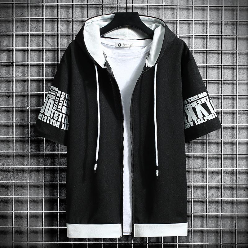 Pánská slim fit mikina na zip s kapucí - Korejský styl jarní/letní ležérní nošení