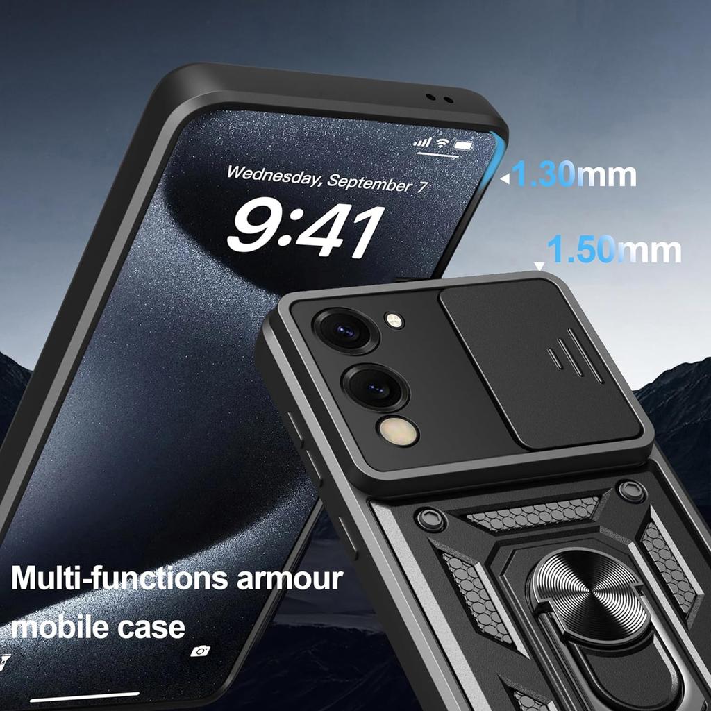 Armor Case For Vivo Y29S 5G Y19S Y04 4G Cover Lens Protection With Ring Magnetic Holder Coque Fundas Capa