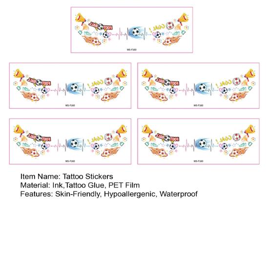 5Pcs Soccer Face Stickers Football Fan Temporary for World Mug Tattoos Waterproof Cheering