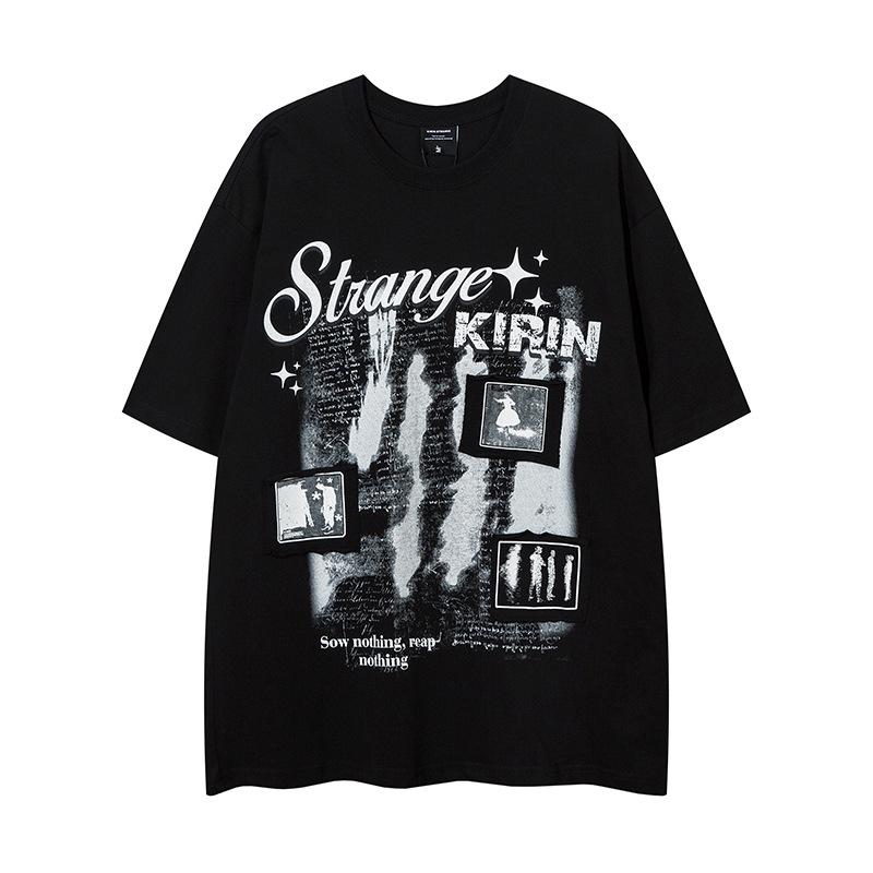 

YPRS Men s & Women s American Embroidered High Street Loose Crew Neck Short Sleeve T-Shirt - Summer Couple Style L білий