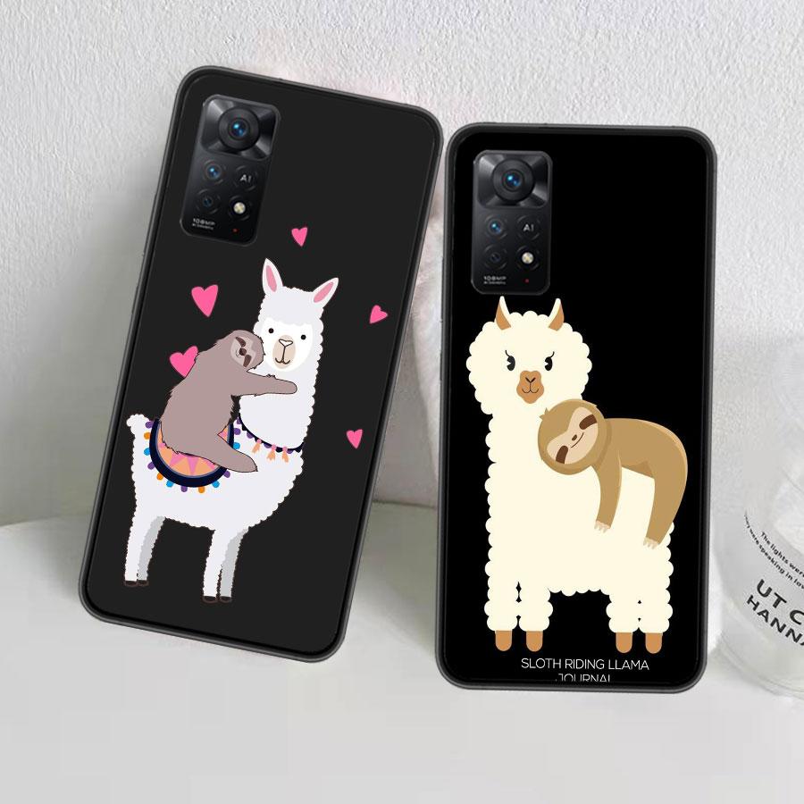 Cute Cartoon Llama Phone Case For Redmi Note 13 Pro 5G Plus 12 12C 10 10A 10C 9 9A 9C 9T 8 8A K60 K70 Pro Xiaomi Cover 7 7A 6 6A