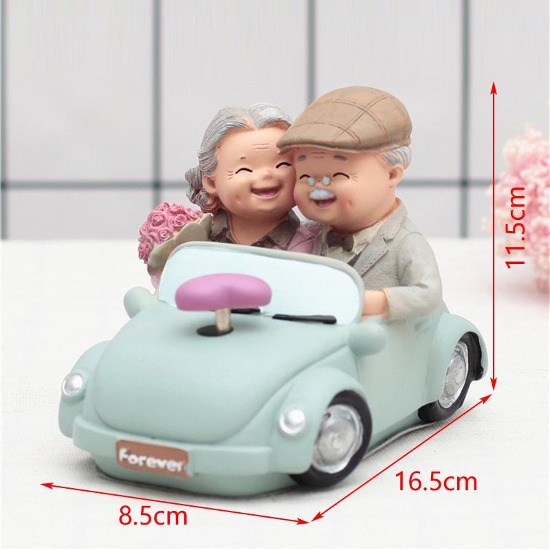 Grandparents Figurines Elderly Couple Figurines Craft Night Light Miniature Sweet Ornament Love Statue Bedside Decor Accessories