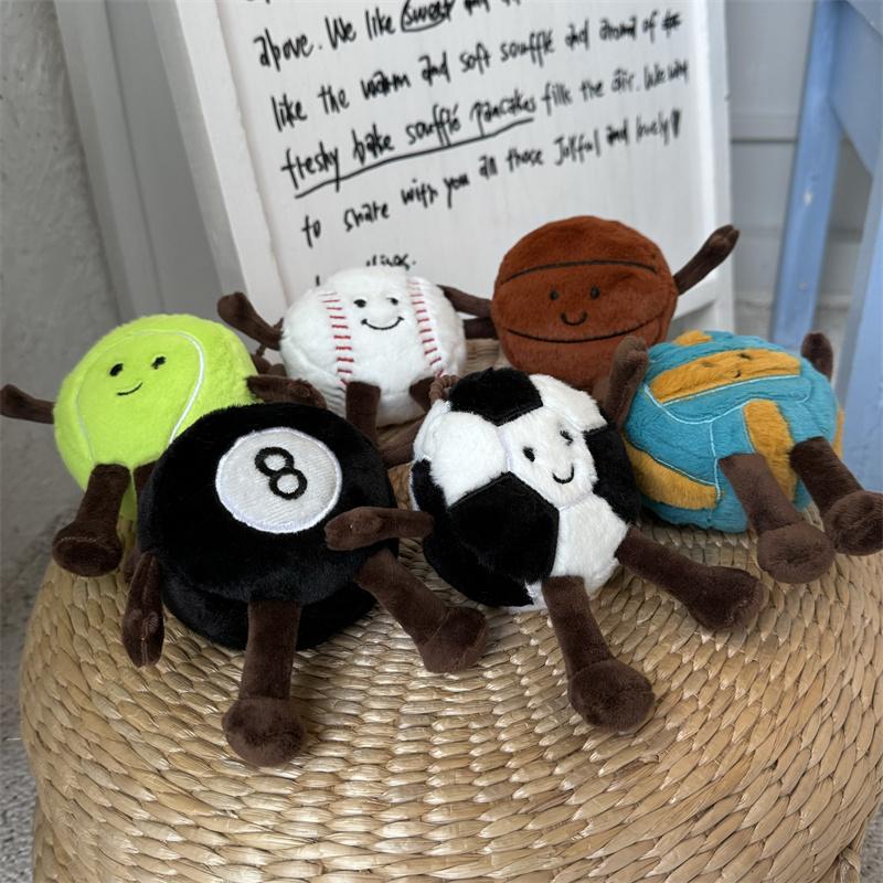 Kawaii Sports Ball Plush Keychain Coin Purse Football Basketball Tennis Baseball Stuffed Toy Cute Bag Decor Birthday Gifts Girl