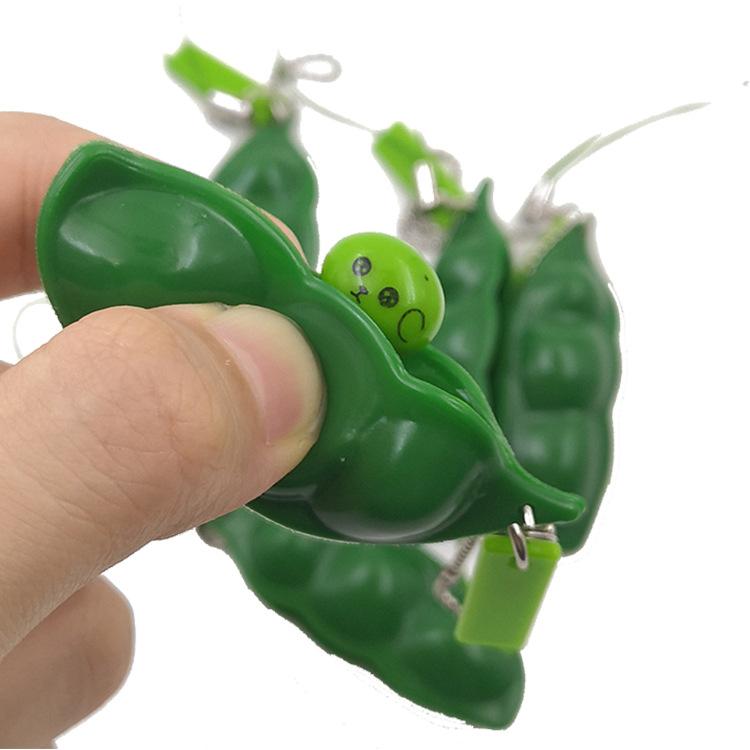 3pcs Fidget Toys Pack Portachiavi Decompression Edamame Toys Squishy Squeeze Peas Beans Keychain Stress Adult Toy Key chain