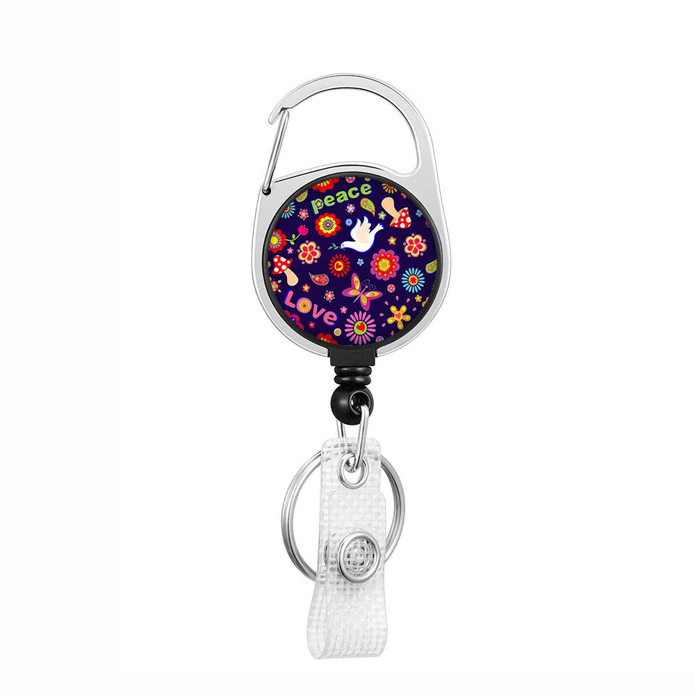 Plant Flowers Clip Lanyards ID Badge Holder Porta Credencial Lanyards Keychain Badge Reel Nurse Retractable Wholesale