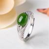 Green Natural Jade Rings Luxury Real Jewelry Amulet Stone Fashion Accessories Carved Gemstone 925 Silver Vintage Charm Designer