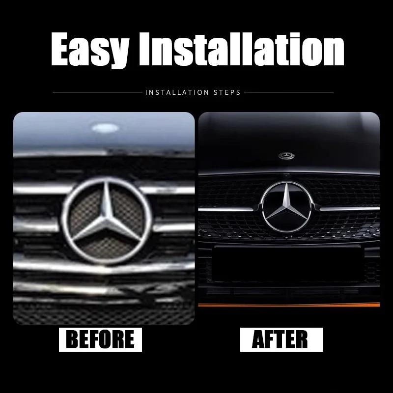 For Mercedes Benz Chrome Black 3D Mirror Emblem For Mercedes Benz A B C E S GLA GLB GLC GLE GLS GLK SLK SL ML-Class Front Grille