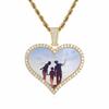Personalized Men's Heart Pendant: European & American Hip Hop Necklace with Zircon-Embellished Photo Frame
