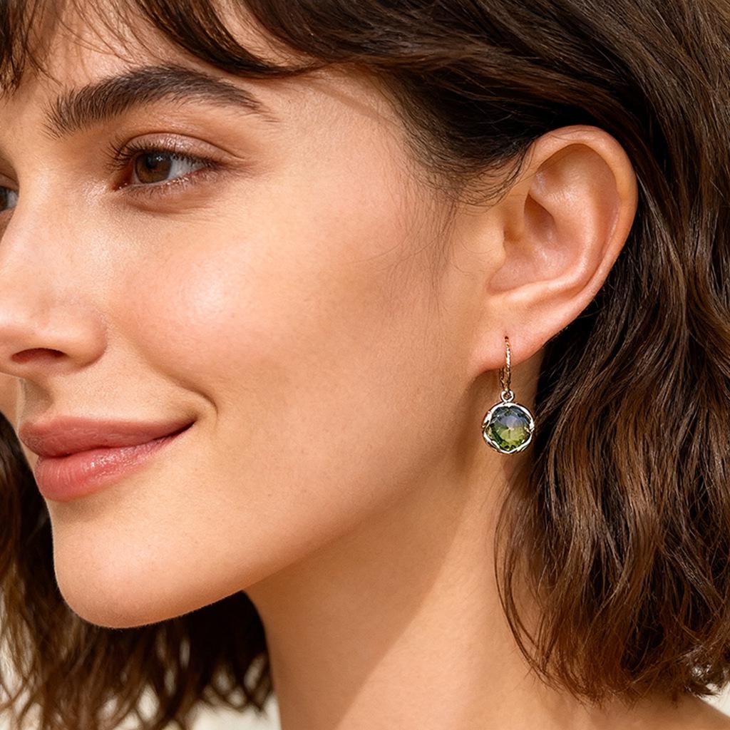 Boucles d'oreilles en Cristal de Verre Dégradé Chinois - Rétro, Polyvalentes, Style Littéraire, Bijoux de Mode de Niche