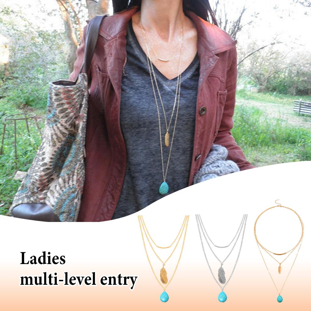 Fashion Chain Necklace Delicate Adjustable Leaves Elegant Sturdy Hanging Pendants Valentines Day Layered Necklaces for Women