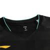 Li Ning Badminton Serie Allover-Print V-Ausschnitt Pullover Bequem Vielseitig Atmungsaktiv Kurzarm Badmintonshirt Unisex Oberteile Schwarz AAYU223-1