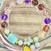 Natural Five Elements Multi-Gemstone White Crystal, Amethyst, Green Phantom Quartz, Strawberry Quartz Multi-Gemstone Single-Strand Bracelet for