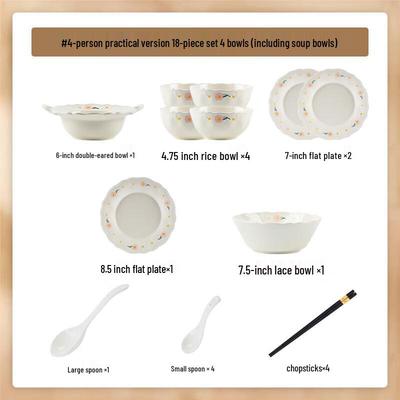 Kangmo French White Peony Ceramic Tableware Set