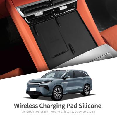 For BYD Tang L 2026 Silicone Wireless Charging Mat Non-slip Phone Protective Pad Charger Car Interior Accessories Black