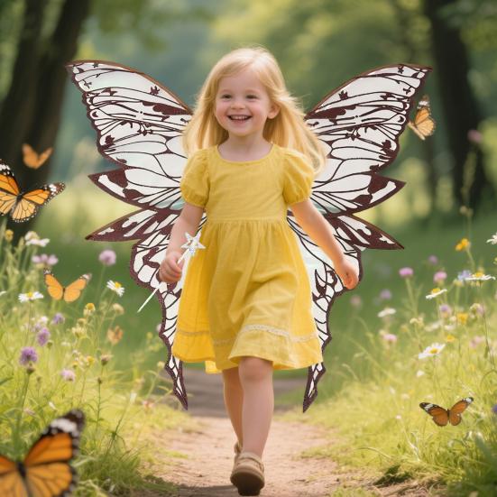 Fairy Wings for Adults And Girls Butterfly Fairy Costume Set with Floral Garland Wand Elf Ears Gradient Organza Butterfly Wings