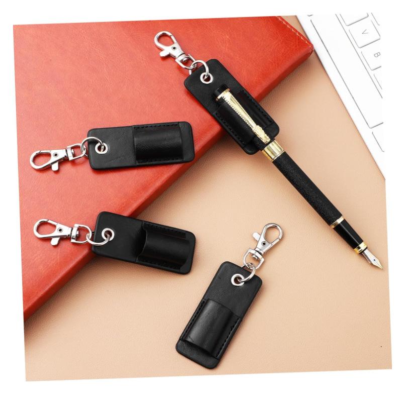 Portable Leather Pen Case Office Pen Holder Hanging Neck Lobster Buckle Pen Clip Doctor Nurse Pencil Badge Keychain