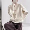 Herbst- und Winter-Damen-Cardigans Pullover O-Ausschnitt Gestrickt Locker Cardigans Uni Einfach geknöpft Damenpullover