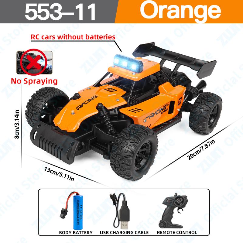 ZWN 1:18 2.4G RC Car With LED Light Alloy Light Spray 2WD Off-road Remote Control Climbing Vehicle Outdoor Cars Toy Gift for Kid
