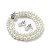 Pearl Necklace and Made In Japanese 8mm For Ceremonial Drawstring Bag 6 Sizes To Choose from [CRANES COLLECTION] Earrings, 2-piece Set, Japan, White,