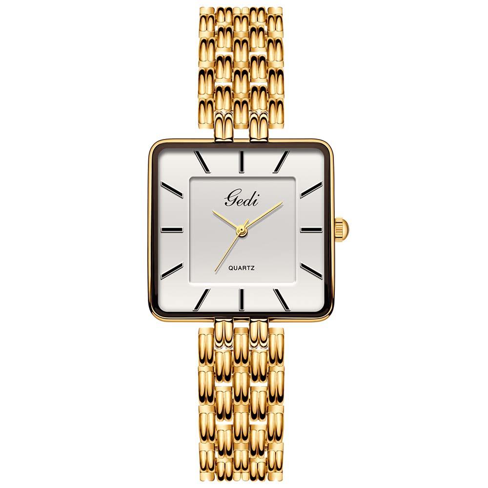 GEDI Simple Square Couple Models Watch Niche Premium Sense of Women's Ultra-thin High Value Quartz Watch Gift for Women and Man