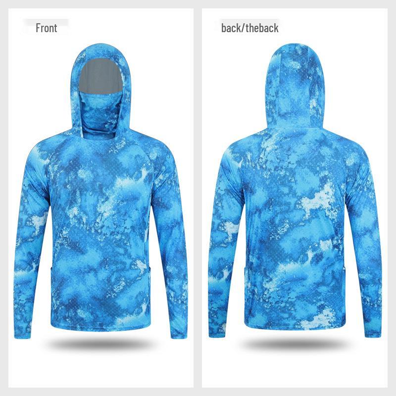 Men's Outdoor Sun Protection Ice Silk Breathable Fishing Apparel with Mask & Mosquito Repellent