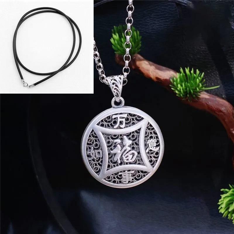 Sterling Silver Six-Character Mantra Filigree Pendant for Women