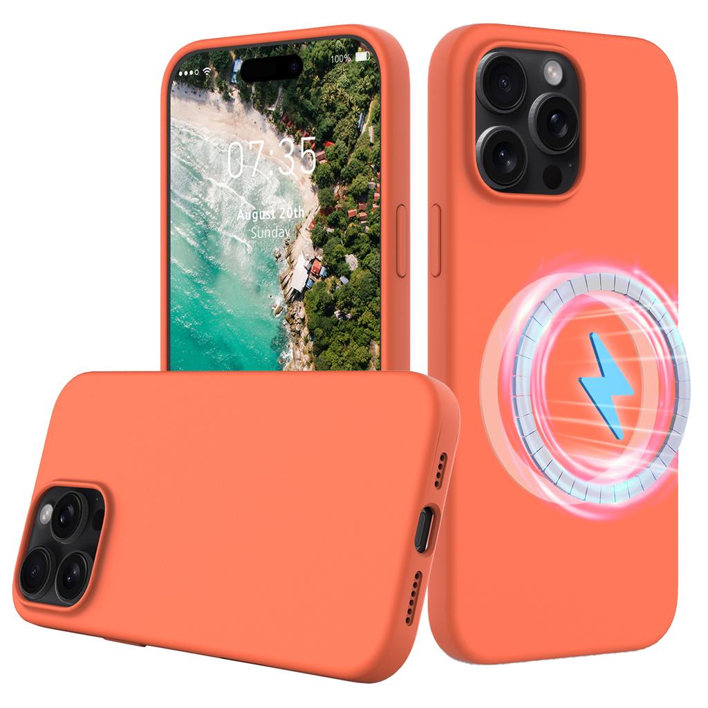 Pro iPhone 16 Pro Magnetické pouzdro Nárazuvzdorný kryt na telefon z tekutého silikonu