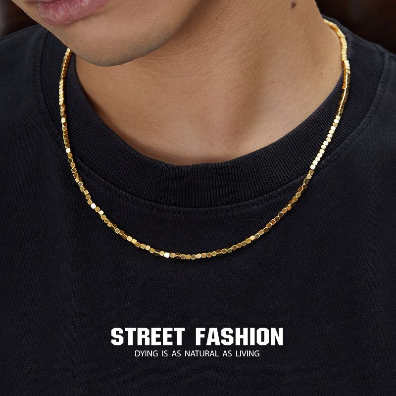 Niche Style Small Pieces of Silver Titanium Steel Finishing Polish Flashing Necklace Gold 45+5cm
