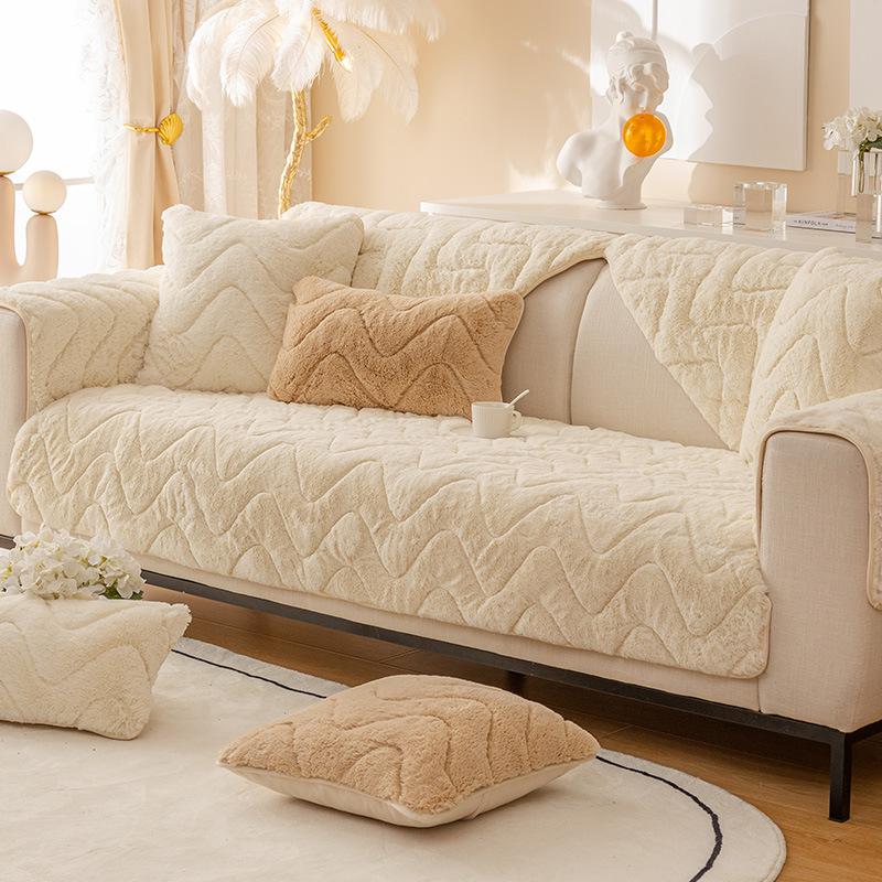 Winter Plush Sofa Cushion Thickened Non-Slip Modern Simple and High-End Leather Sofa Affordable Luxury Style All-Inclusive Imperial Concubine Cushion