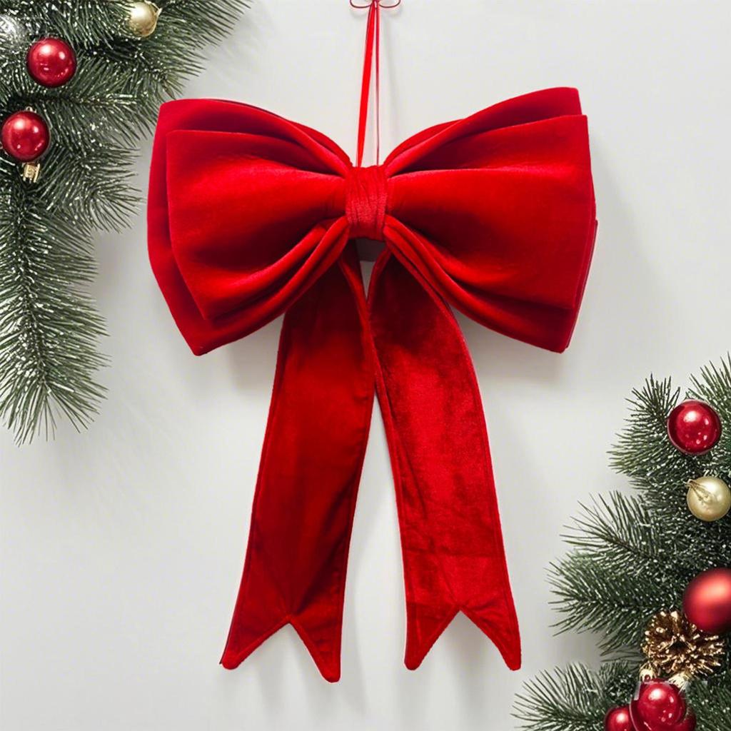 19x25 Inch Velvet Christmas Bows Extra Large Red Christmas tree Bows Hangable Holiday Decorations For Front Door Office Wreath