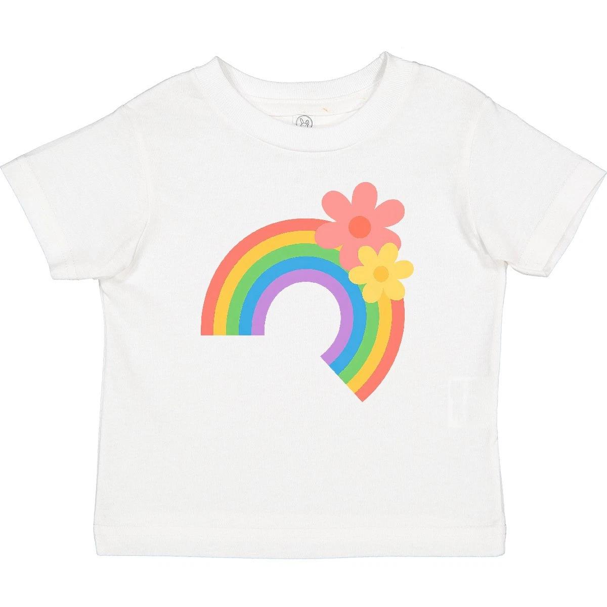 Inktastic Rainbow And Flowers Baby T-Shirt Summer Cute Infant Tees Shower 140