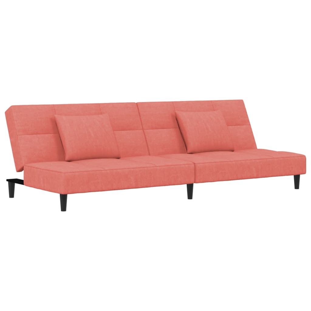 2 Seater Sofa Bed with 2 Cushions Pink Velvet