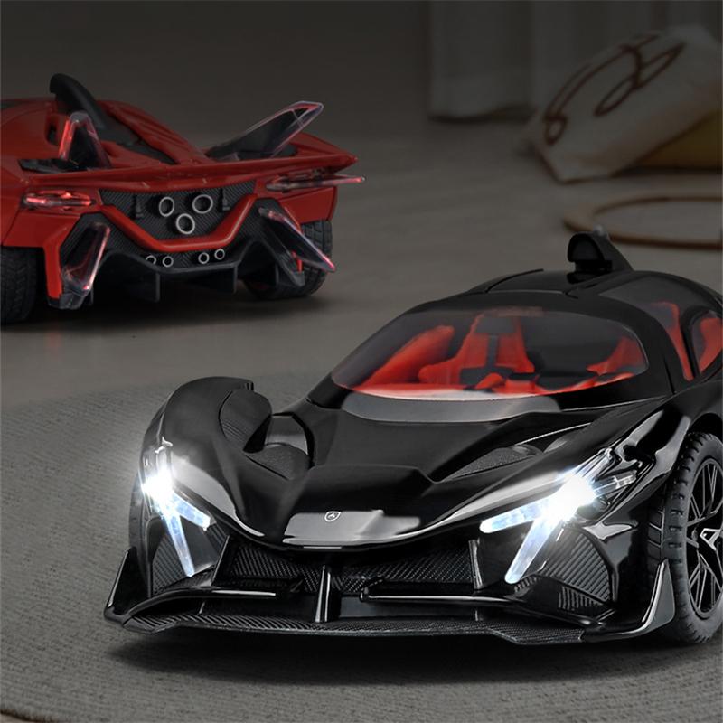ABAA1 1:24 Project EVO Toy Model Car Diecast Metal Doors Opened Supercar Sound Light Pull Back Vehicles Boys Collection GiftVV