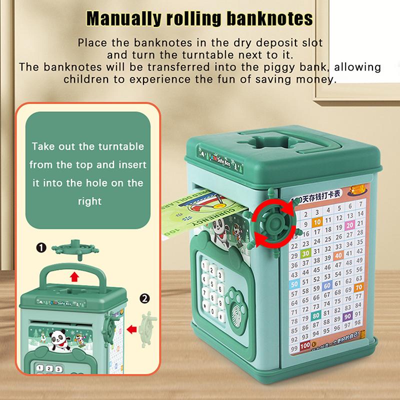 Money Box With Fingerprint Piggy Bank Atm Savings Box For Coins Cash Safe Large Coin Bank Password Lock For Children