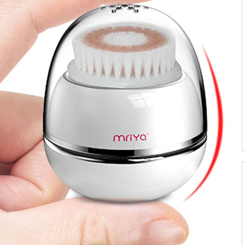 Mini LED Sonic Vibrating Skin Deep Cleansing Rechargeable Electric Facial Scrub Cleaning Brush with 2 Brush Heads