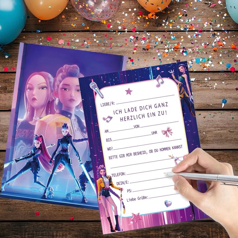 Heißes K-Pop Dämonenjäger Thema Rumi Zoey Mira Figuren Einladungskarte Mini Gruß Einseitig Typ Veranstaltung Geburtstagsparty Geschenk