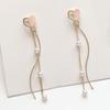 925 Silver Half Heart Gold Drop Earrings with Silver Needle