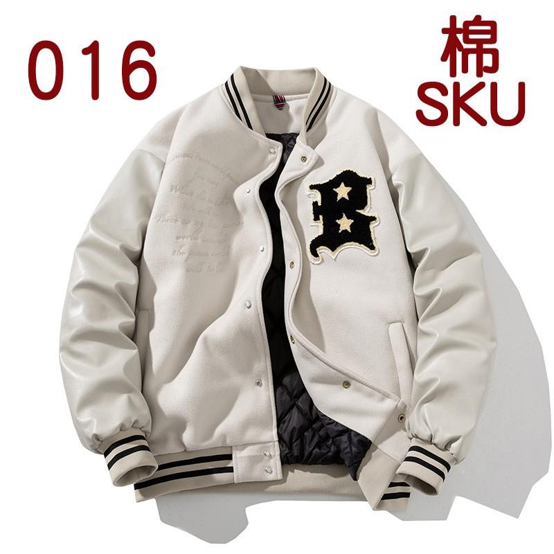 Mens Vintage Winter Thickened Baseball Jacket With Embroidery Wool PU Leather Patchwork Loose Fit